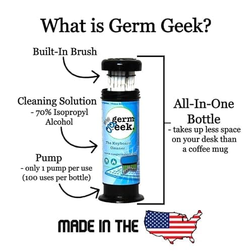 Germ Geek Keyboard & Electronics Cleaning Kit | Patented Precision Brush | Multi-Purpose Tool for Laptop Phone & AirPods | USA-Made, Eco-Friendly & Safe Computer Cleaner thumbnail 5