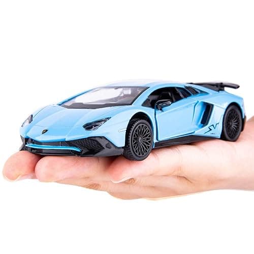 TGRCM-CZ 1/36 Scale Aventador LP700-4 Casting Car Model, Zinc Alloy Toy Car for Kids, Pull Back Vehicles Toy Car for Toddlers Kids Boys Girls Gift (Blue) thumbnail 6