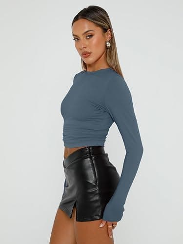 AUTOMET 3 Pack Womens Long Sleeve T Shirts Fall Fashion Basic Going Out Crop Tops Slim Fitted Winter Clothes 2025 thumbnail 4