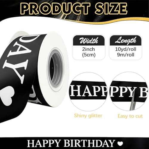 DIY Birthday Flower Bouquet Accessories Includes 2 Inch x 10 Yards Glitter Happy Birthday Satin Ribbon, Bouquet Crown, Butterfly Decor and Rhinestone Flower Pins for Birthday Gifts (Happy Birthday) thumbnail 2