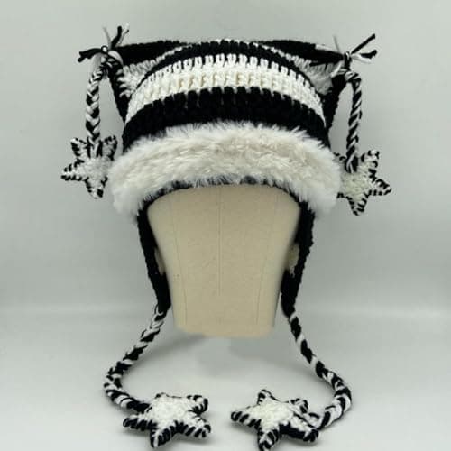 Beanies Cat Beanie Y2k Beanie Goth Knit Hat Grunge Crochet Hats for Women y2k Accessories thumbnail 6