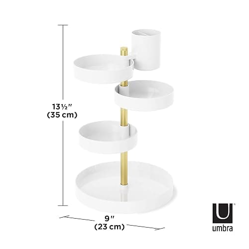 Umbra Pirouette Cosmetic Organizer Whte/Brass thumbnail 3