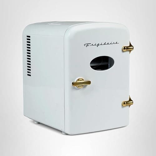 Frigidaire Retro Mini Personal Fridge Cooler, Holds up to 9 Cans, Portable for Car, Office, Bedroom, Dorm Room, or Cabin, Includes 110V AC and 12V DC cords - White Gold (Special Edition Color) thumbnail 6