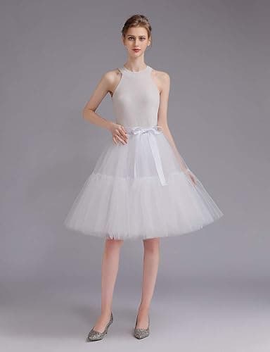 ELAWBTY Womens Knee Length Princess Petticoat Underskirt Tulle Tutu Skirt for Prom Party P84 - Image 1