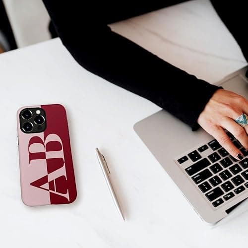 DAIZAG Personalized Monogram Initial Case Compatible with iPhone 17 16 15 14 13 Pro Max Pro Air Plus 12 11,Hybrid 2-Layer Hard Shell Phone Cover,Custom Large Name Red thumbnail 7