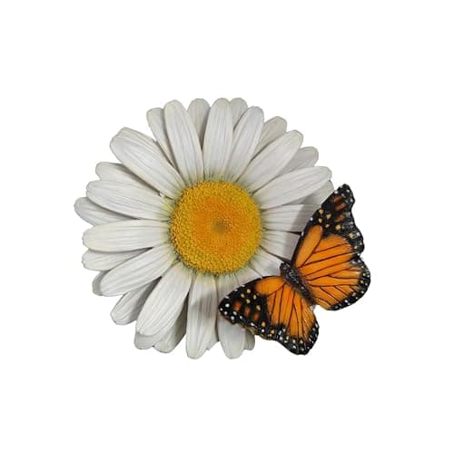 Vivid Arts - Marguerite blanche à suspendre avec papillon - Décoration de jardin - Intérieur et extérieur - Image 1