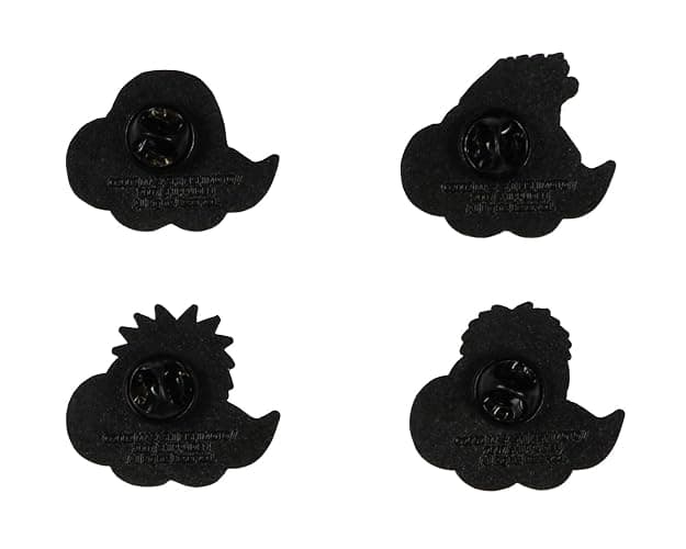 Naruto Akatsuki Itachi Obito Kisame Nagato Red Cloud Embossed Anime Manga Enamel Pin 4 Pack thumbnail 2