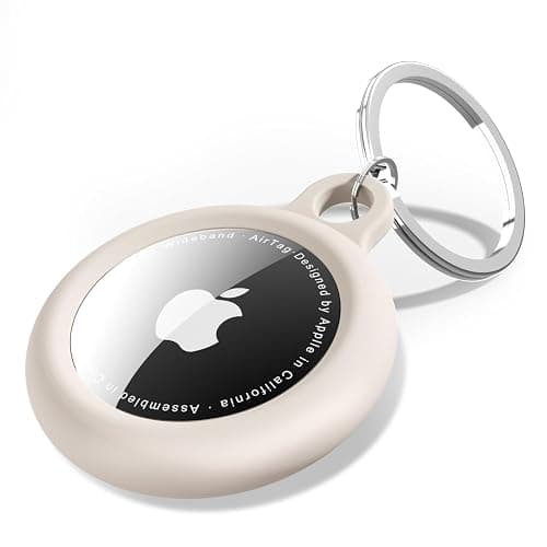 oakxco Beige Airtag Keychain Silicone, Airtag Holder with Key Ring, Air Tag Cover Cute Accessories for Kids, Luggage, Car Dog Collar, Car, Compatible with Apple Airtag Case Waterproof, Cream Stone - Image 1