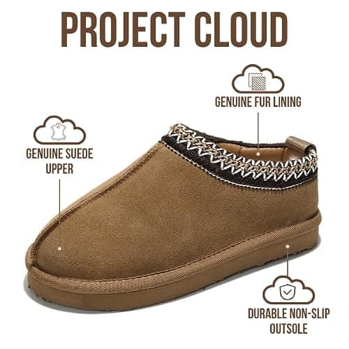 Project Cloud 100% Genuine Leather & Australian Shearling Slippers for Kids - Memory Foam Fuzzy & Non-Slip Fluffy Slippers Girls Footwear & Boys Footwear, Kids Unisex Shoe (Dream Warm) thumbnail 3