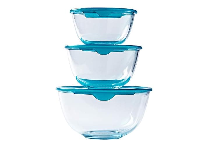 Pyrex® - Prep & Store - Set of 3 Heavy Duty Glass Bowls with Lids (0.5L - 1L - 2L) - BPA Free - Image 1