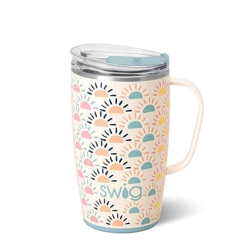 Swig Life 18oz Travel Mug, Insulated Tumbler with Handle and Lid, Cup Holder Friendly, Dishwasher Safe, Stainless Steel, Travel Coffee Cup (Sun Chaser) - Image 1