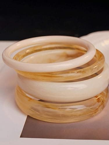 ÌF ME Acrylic Bangles Bracelets for Women, Irregular Acrylic Resin Chunky Bracelets Geometric Fashions Thick Statement bangle Set thumbnail 7