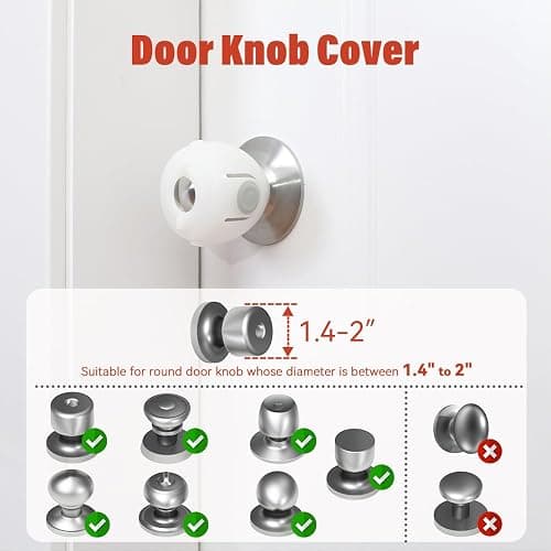 Mom's Choice Gold Awards Winner - EUDEMON 4 Pack Baby Safety Door Knob Covers Door Knob Locks(not Suit for All Door knobs) thumbnail 3