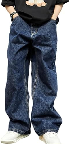 HUNGSON Mens Baggy Jeans for Men Women Y2k Skater Vintage Plain Pants Casual Wide Leg Jeans Loose Fit Denim Jeans - Image 1