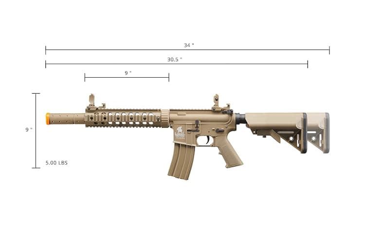 Lancer Tactical Gen 2 SD M4 Polymer (Long Rail)- Full/Semi-Auto Piactinny Rail AEG Rifle with 0.20g BBS, Charger and Battery thumbnail 6