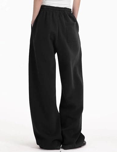FACDIBY Womens Barrel Sweatpants Fleece Lined Wide Leg Sweat Pants Cotton Elastic Waisted Trousers with Pockets thumbnail 2
