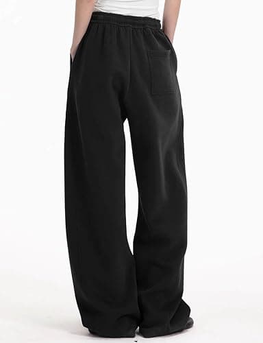 FACDIBY Womens Barrel Sweatpants Fleece Lined Wide Leg Sweat Pants Cotton Elastic Waisted Trousers with Pockets thumbnail 3