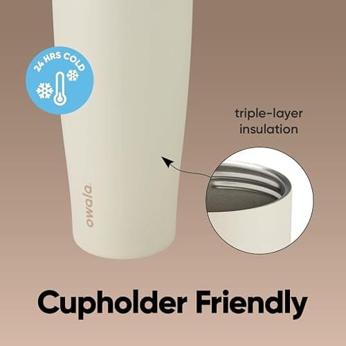 Owala FreeSip Tumbler - Stainless Steel - 40-oz. - Tan (Lightly Toasted) thumbnail 5