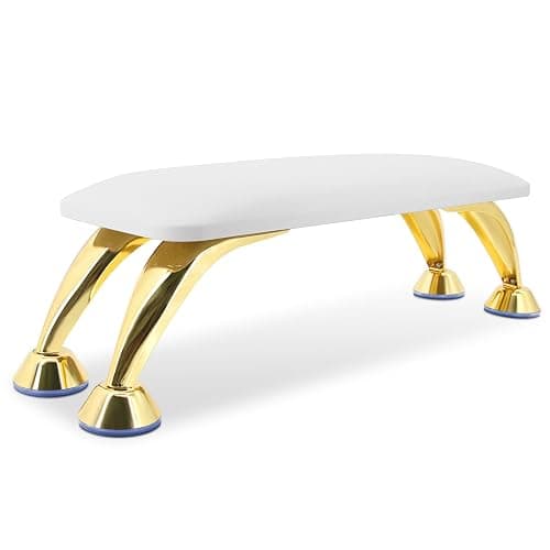 Arm Rest for Nails Tech Soft Comfortable, Nail Arm Rest Anti-Slip, Microfiber Leather Manicure Hand Rest for Nails Tech Armrest Stand with Gold Stainless Steel Legs - Image 1
