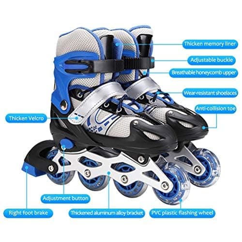 Tianbi 3 in 1 Roller Skates Kids & Adults Adjustable Size S, M Blue, Pink Unisex Kids, Youth, Adults thumbnail 3