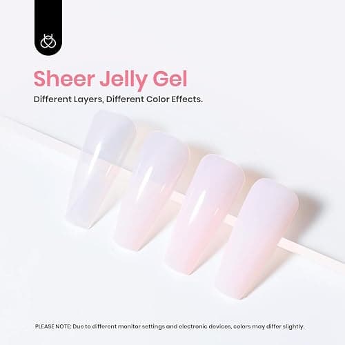 Beetles Milky Pink Gel Nail Polish, 15ml Nude Pink Jelly Neutral Gel Polish | Translucent Sheer Base Color Nail Concealer Soak Off UV LED Nail Lamp French Nail Art Gift for Women thumbnail 3