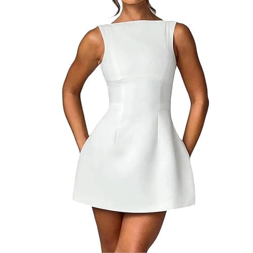 BNGD Women's Backless Vest Basic Dress Sexy Slim Short Dress Sleeveless Open Back Mini Dresses - Image 1