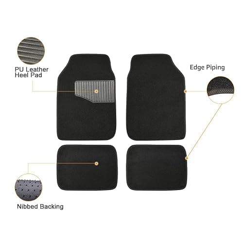 Amazon Basics Universal Fit Anti-Slip Carpet Floor Mats, Full Set for Car, SUV, Van & Truck, 4 count, Black, 25"L x 17.5"W (Front), 13"L x 17.5"W (Rear) thumbnail 6