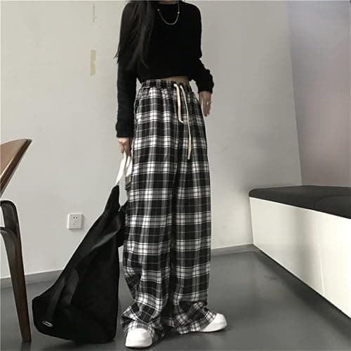 Woman Casual Plaid Y2K Baggy Pants - Goth Grunge Clothes Pajamas Streetwear thumbnail 6