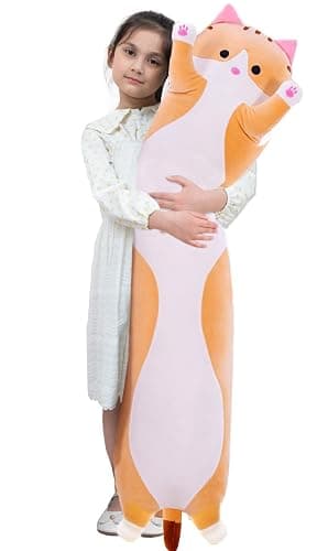 Giant Cat Pillow Plush Cartoon Kitty Sleeping Hugging Pillow, Cuddly Soft Long Kitten Body Pillow Doll Cat Cushion Toy for Kids Girlfriend (Yellow, 90cm/35.4inch) thumbnail 2