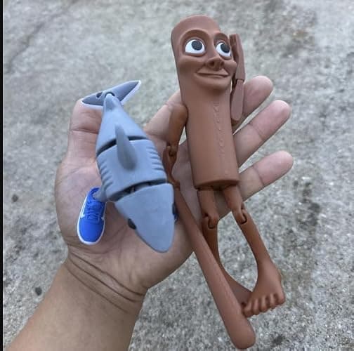 The Original Italian Brainrot Articulated Jointed Movable Tung Tung Tung Sahur Home Desk Decor, Tralalero Tralala Figure Brain rot Figurine Articulating Joints Meme Figure Shark Collectible Figurines thumbnail 7