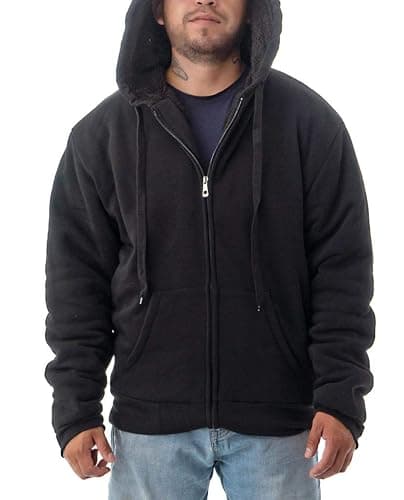 Jvini Men's Ultra Soft Sherpa Lined Hoodie - Full Zip Fleece Lining Heavy Duty Sweatshirts thumbnail 2