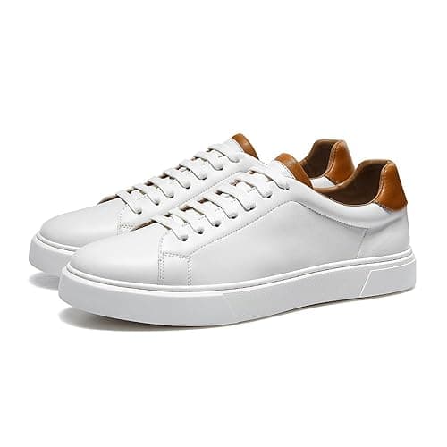 ALIPASINM Leather Business Casual Sneakers Shoes for Men - 7 - White thumbnail 2