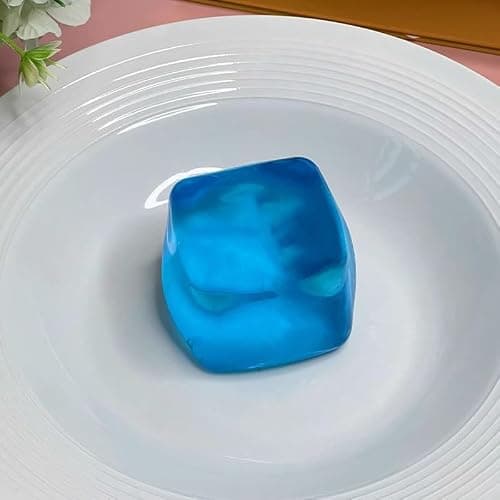 Ice Cube Squishy Blocks Fidget Toy Stretchable Soft Inner Core Rotating Rubik Styles for Office Travel Holiday, Blue - Image 1