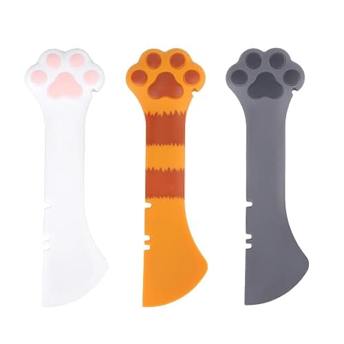 Tinoaly 3 Pcs Dog Cat Food Spoon, Cute Paw Spoon for Wet Food Silicone Can Opener Multifunctional Pet Spatula Scoop Mixing Spoons for Cat Dog Supplies (White, Orange & Dark Grey) - Image 1