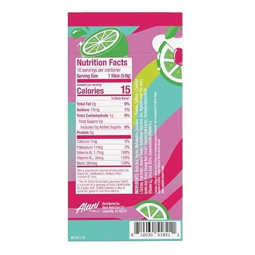 Alani Nu CHERRY TWIST Energy Sticks, Energy Drink Powder, 200mg Caffeine, Pre Workout Performance with Antioxidants, On-The-Go Drink Mix, Biotin, B Vitamins, Zero Sugar, 5-10 Calories, 10 Pack thumbnail 2