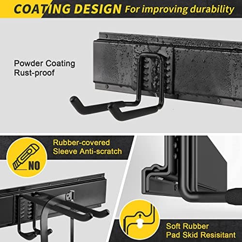 UUP 48" Garage Tool Organizer Wall Mount, 440lbs Garden Garage Storage Garage Organization with Adjustable Heavy Duty Hanging Hooks, Yard Rack Hanger System Shovel Rake Broom Ladder Holder, Men Gift thumbnail 4