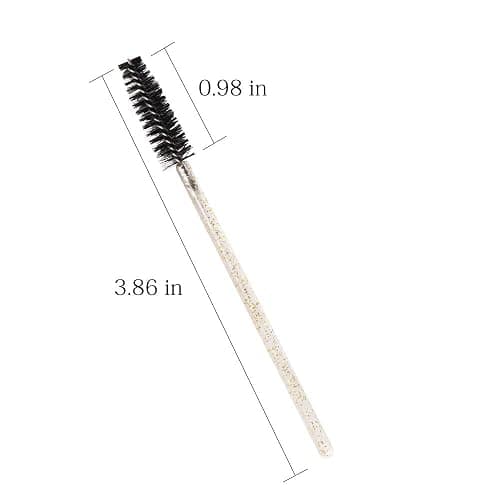 300 Pack Glitter Mascara Wands Disposable EyeLash Spoolie Brushes Makeup Applicator Eyelash Extension Tool Kit, Crystal Gold Handle Black Brush Head thumbnail 5