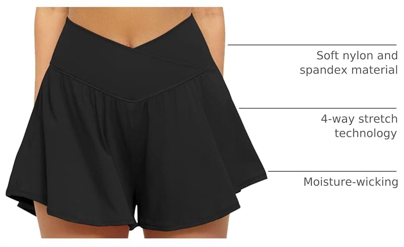 FireSwan Crossover Athletic Shorts for Women 2 in 1 Flowy Running Shorts with Pockets Spandex Butterfly Workout Tennis Skorts thumbnail 4