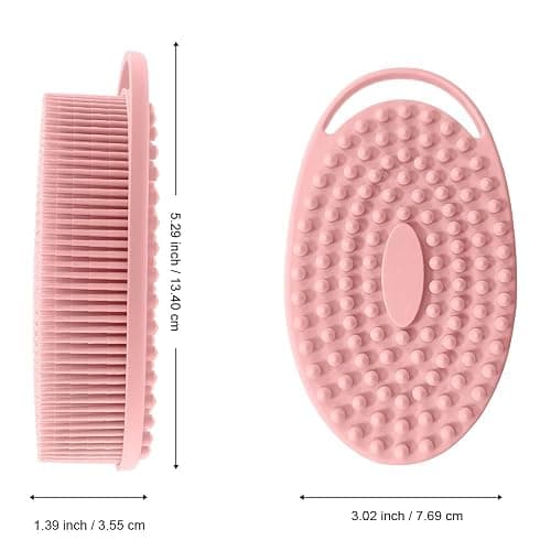 Soft Silicone Body Scrubber 2 PCS Silicone Body Shower, Silicone Loofah 2 in 1 Bath and Shampoo Brush, Body Scrubber Shower Cleaning Exfoliating Use for Sensitive Skin, Lather Well(Black and Pink) thumbnail 2