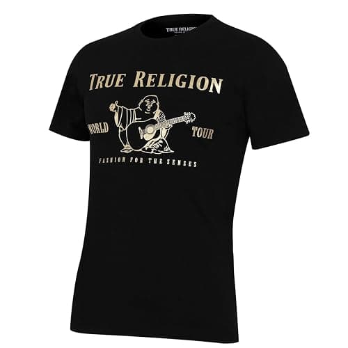 True Religion Men’s Graphic T-Shirt – Short Sleeve Metallic Buddha Tee, Mens T Shirt thumbnail 6