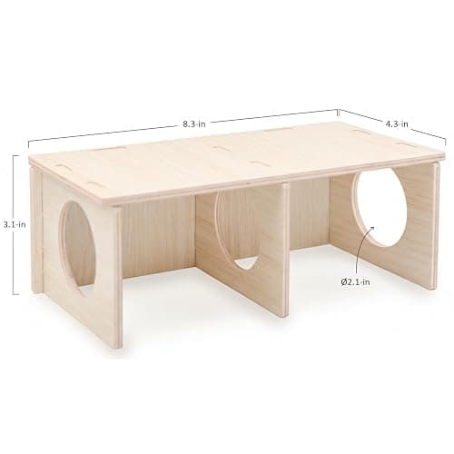 Hamster Peep Tunnel, 2-Chamber Wooden Hamster Hideout, Water-Resistant Platform for Dwarf Hamsters and Small Pets, 8.3" x 4.3" x 3.1" thumbnail 5