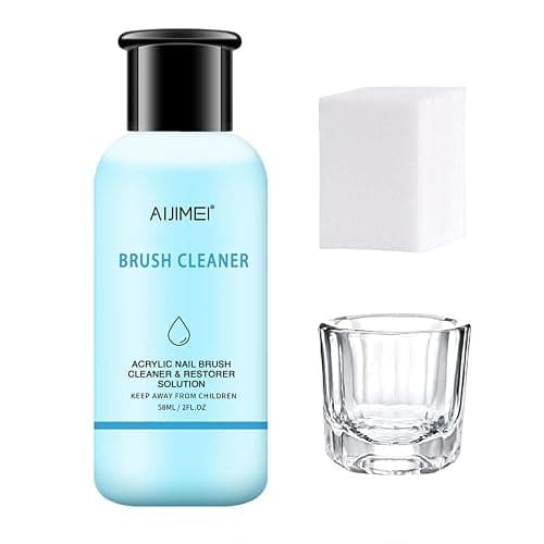 AIJIMEI Nail Brush Cleaner Restorer Nail Brush Cleaner Solution Clean Manicure Brushes Set A with Glass Cup & Cleaning Cotton Pads for Nail Art Gel Polish Painting Brushes 58ml thumbnail 8