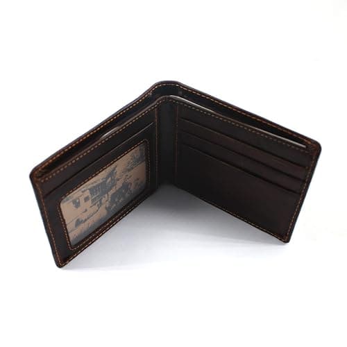 Medifier Mens Leather Genuine Extra Capacity Wallet Bifold Slim Brown Front Pocket Engraved Dragon Wallets with Credit Card Holder ID Window for Men Women Husband Boyfriend Him Gifts Horizontal Style thumbnail 5