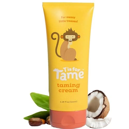 T is for Tame - Hair Taming Cream for Kids, All-Natural for Frizz & Flyaways, Coconut Oil, Leave-in Cream for Babies & Toddlers, Straight or Curly - Image 1