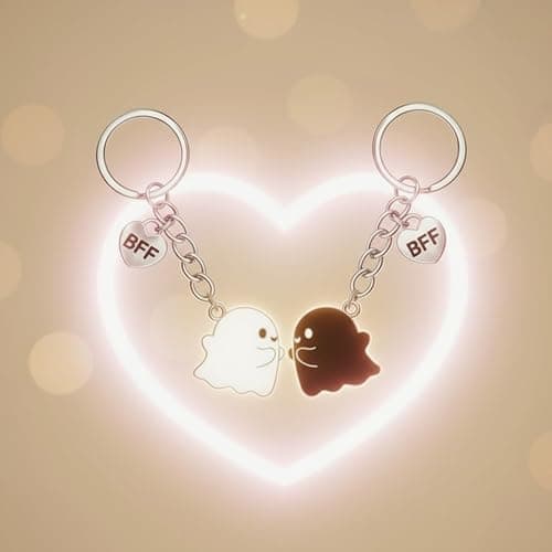 OXIHOUSE&CO- Best Friend Ghost Keychain Set for Women, Cute Funny BFF Gifts with Card – Long Distance Friendship, Birthday, Halloween, Christmas Presents for 2 thumbnail 6