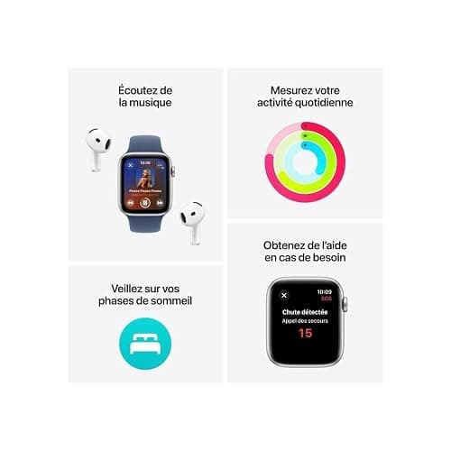 Apple Watch SE (2. Generation) GPS 40 mm Smartwatch mit Aluminiumgehäuse in Polarstern und Sportarmband in Polarstern (S/M). Fitness und Schlaftracker, Unfallerkennung, Herzfrequenzmesser thumbnail 3