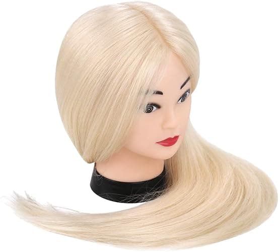 Mannequin Head with 80% Real Hair, TopDirect 24" Blonde Hair Styling Hairdressing Cosmetology Mannequin Manikin Training Practice Head with Clamp and Tools… thumbnail 9