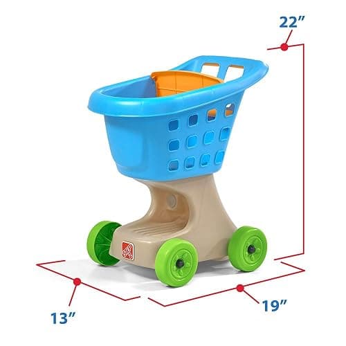 Step2 Little Helper's Shopping Cart for Kids, Play Grocery Cart, Made of Durable Plastic, for Toddlers 2+ Years Old, Blue thumbnail 3
