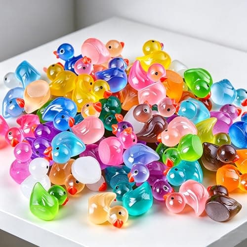 60Pcs Luminous Mini Resin Animals Ducks Bulk Tiny Resin Duck Glow in The Dark Mini Resin Figures Animals Small Plastic Miniature Ducks Figures for Miniature Landscape Decoration & DIY Craft Decor thumbnail 6