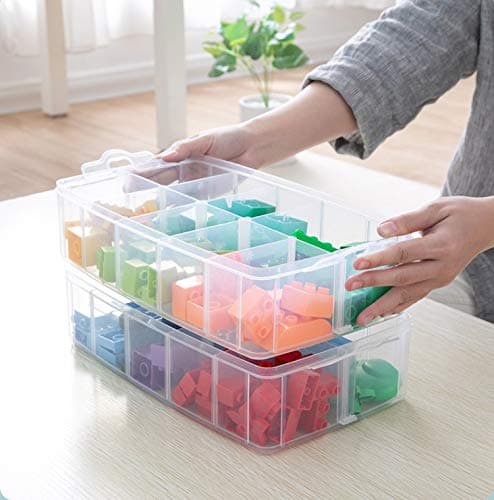 Sooyee 3-Tier Stackable Craft Organizers and Storage Box Plastic with 30 Compartments for Bead, Toys,Dolls, Arts and Craft, Washi Tape, Rock Collection, Ribbons,Clear thumbnail 3